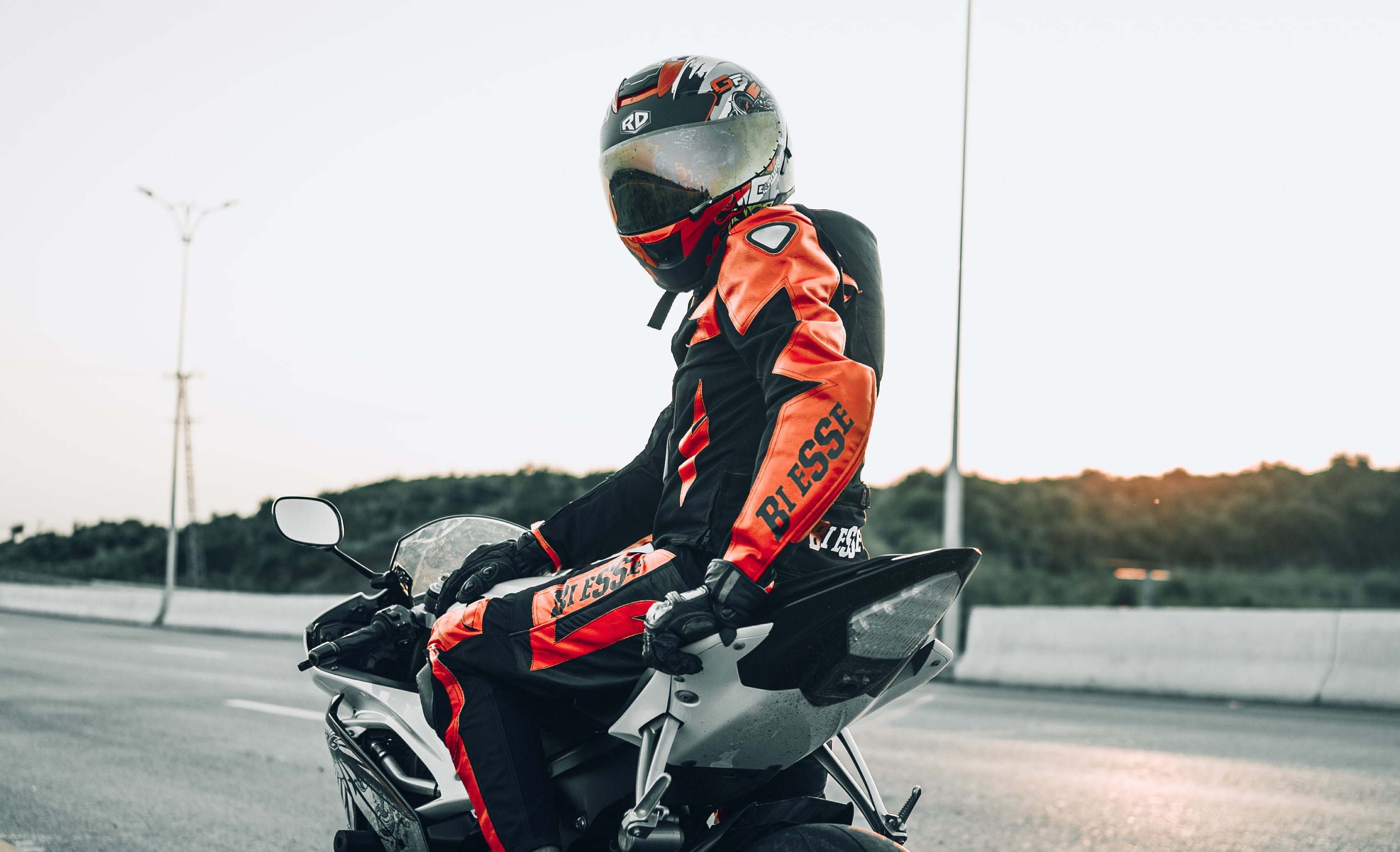 Alpinestar Original BI ESSE Traje De Moto Completo De Piel Y Tela