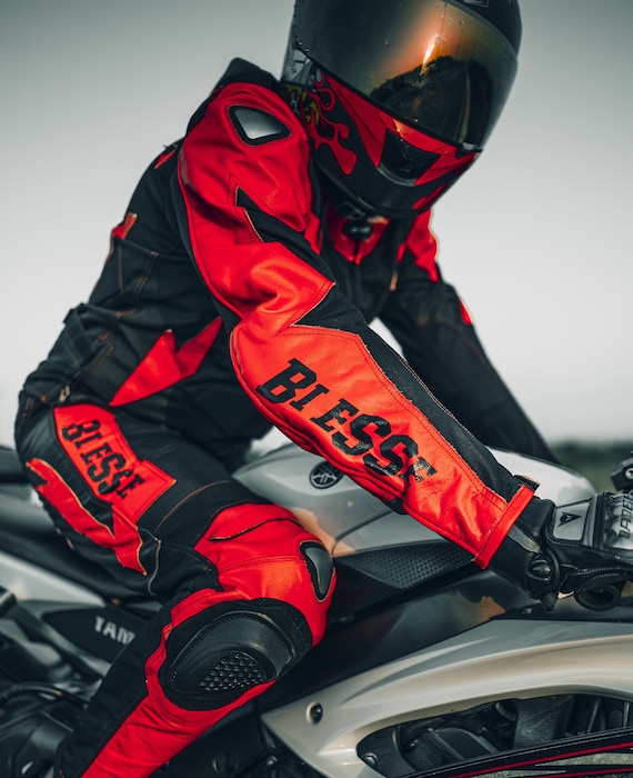 Leather 2 piece motorcycle suit best sale