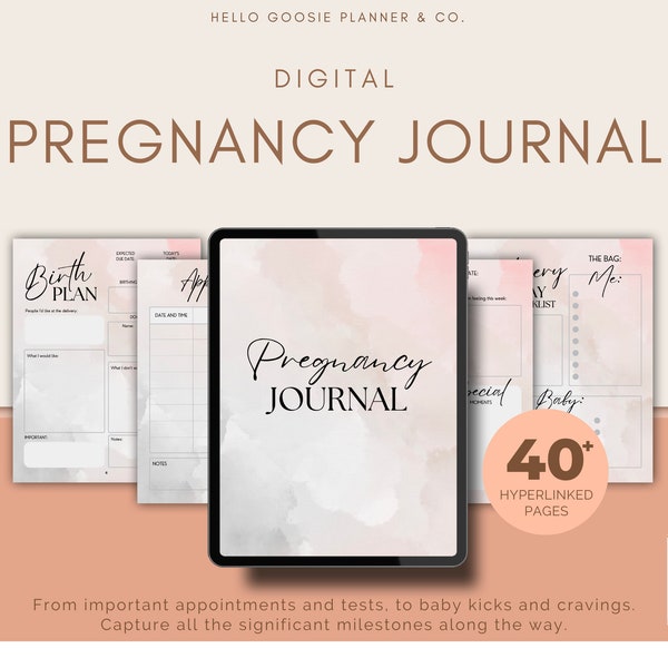 Digital Pregnancy Journal, Pregnancy Planner, Pregnancy Tracker, Expectant mom gift, Baby Bump Journal, PDF Journal Goodnotes