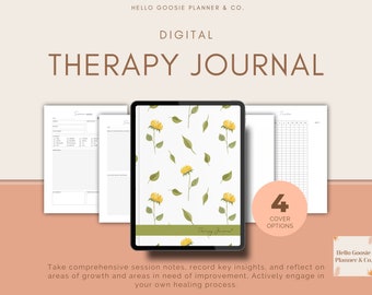 Digital Therapy Journal, Therapy Notebook, Therapy Notes, Session Notes, Session Log, Mental Health Journal, PDF Journal, Goodnotes Journal