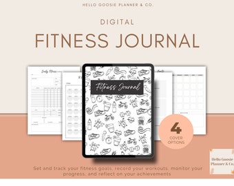 Digital Fitness Journal, Fitness Planner, Workout Log, Fitness Diary, Calorie Tracker, PDF Journal, Goodnotes Planner, Goodnotes Journal
