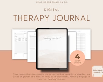 Digital Therapy Journal, Therapy Notebook, Therapy Notes, Session Notes, Session Log, Mental Health Journal, PDF Journal, Goodnotes Journal