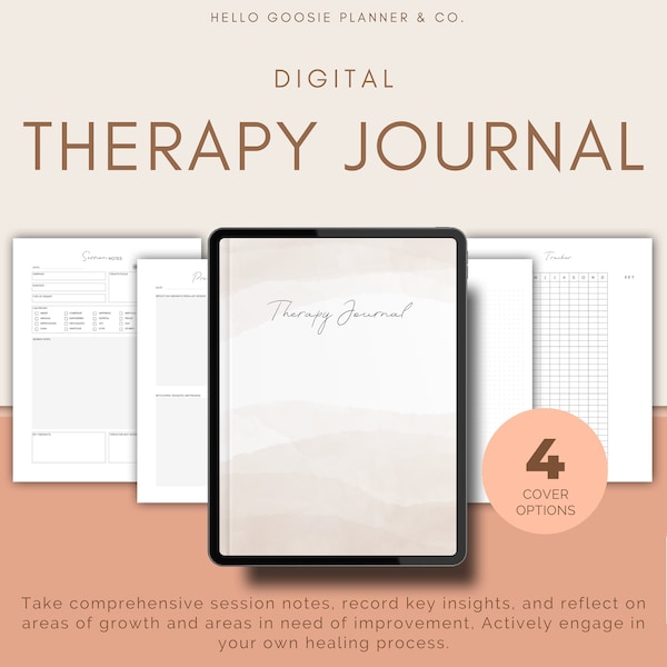 Digital Therapy Journal, Therapy Notebook, Therapy Notes, Session Notes, Session Log, Mental Health Journal, PDF Journal, Goodnotes Journal