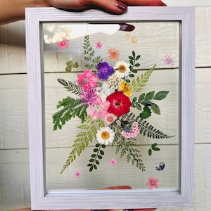 Pressed Flower Art Dried Flowers in Double Glass Floating Frame