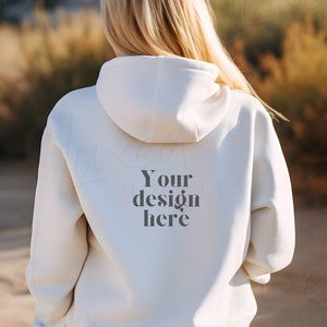 Gildan 18500 White Hoodie Mockup, Back of Hoodie Mockup, Oversized Hoodie Mockup, Trendy Model Mockup Nature Mockup Aesthetic Lifestyle Mock