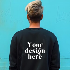 Back Sweater Mockup | Gildan Back of Sweatshirt Mockup | Sweatshirt Model Mockup | Simple Mockup | White Gildan Oversized Crewneck Mockups