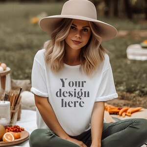 White Bella & Canvas 3001 TShirt Mockup, Bella Canvas Shirt, Outdoor Mocks, Blank White Shirt Mockup, Cozy Mockup, Tee Mockup, Model Mockup