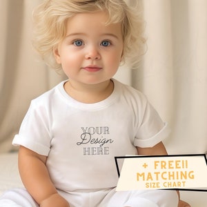 Adorable Toddler T-Shirt Mockup Baby, RABBIT SKINS 3322 White Mockup Model, Blank White T-Shirt Cute, Toddler baby Model, boho mockup