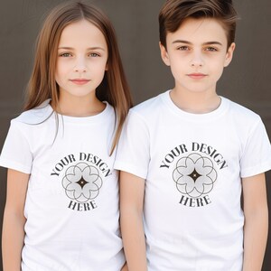 Kids T-Shirt Mockup | Boho Model | Childs White Shirt Mock up | Baby Tee | Toddler Graphic T-Shirt | Bella Canvas | Kids POD Mock