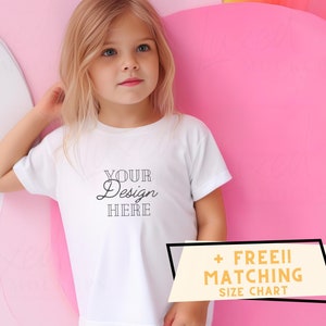 Kids T-Shirt Mockup | Boho Model | Childs White Shirt Mock up | Baby Tee | Toddler Graphic T-Shirt | Bella Canvas | Kids POD Mock