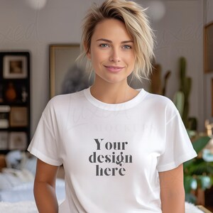 White Bella Canvas 3001 Mock, Tshirt Mockup, Styled Shirt Mockup, Boho tshirt mockup, White T-Shirt Mockup, White Tshirt mock