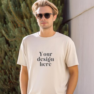 Gildan 5000 Men&#39;s WHITE T-shirt Mockup, Tattooed Model Mockup, Mens Shirt Mockup, White Tshirt Mockup for Men, Aesthetic Mockup