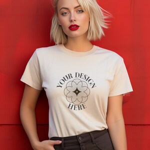 Maquette de modèle Bella Canvas 3001, T-shirt Bella Canvas, Maquette de T-shirt crème douce, Maquette de modèle de T-shirt crème douce à la mode