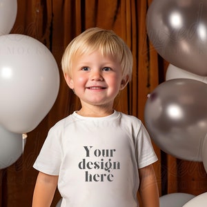 Kids Birthday Shirt white Mockup, White Childrens T-Shirt Mock, Boys Bella Canvas 3001Y Mockup, White Bella Canvas 3001T, Trendy Kids Tshirt