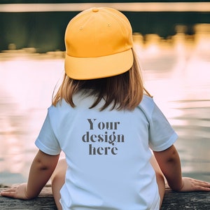 Kids White Bella Canvas 3001Y Mockup, Back of Shirt Mock Up, Toddler T-Shirt Mockups, Stock Photo, Child Print on Demand Template, POD