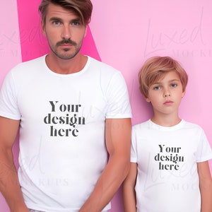Daddy and Me Shirt Mockup, Mockup Photo, Dad and Child T-Shirt Mockup, white Shirt Mockup, Bella Canvas 3001 Black, Daddy and Son