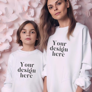 Gildan 18000 White Mockup | Gildan 18000b White Sweatshirt Mockup | KIDS Sweatshirt Mockup | Family Sweatshirt Mockup