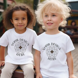 Kids T-Shirt Mockup | Boho Model | Childs White Shirt Mock up | Baby Tee | Toddler Graphic T-Shirt | Bella Canvas | Kids POD Mock