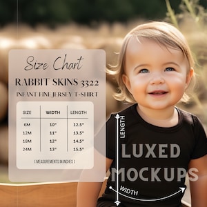 Rabbit Skins 3322 Size Chart | Rabbit Skins Infant Fine Jersey Tee Size Chart | Rabbit Skins 3322 Infant Size Chart | Rabbit Skins Mockup