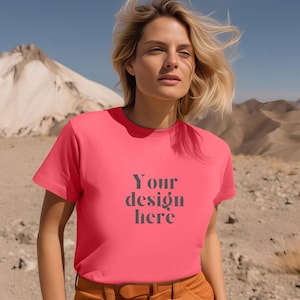 Comfort Colors C1717 Watermelon Shirt Mockup | Watermelon Tshirt | Oversized Mockup | Pink Comfort Color Shirt Mockup | Summer outdoor mock