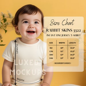Rabbit Skins 3322 Size Chart | Rabbit Skins Infant Fine Jersey Tee Size Chart | Rabbit Skins 3322 Infant Size Chart | Rabbit Skins Mockup