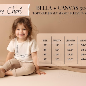 Bella Canvas 3001T Mockup Size Chart | Bella Canvas Size Chart Youth | Size Chart Bella 3001T | 3001T Size Chart | Bella Canvas Size Guide