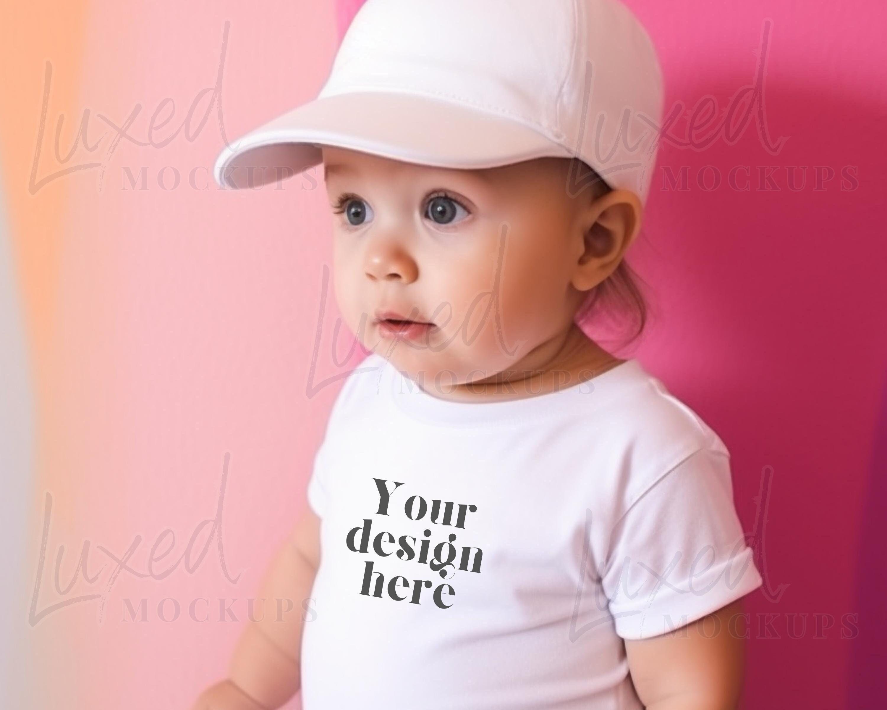 Lifestyle Cute Toddler T-Shirt Mockup Baby, RABBIT SKINS 3322 White Mockup with Model, Blank White T-Shirt Cute Toddler Model