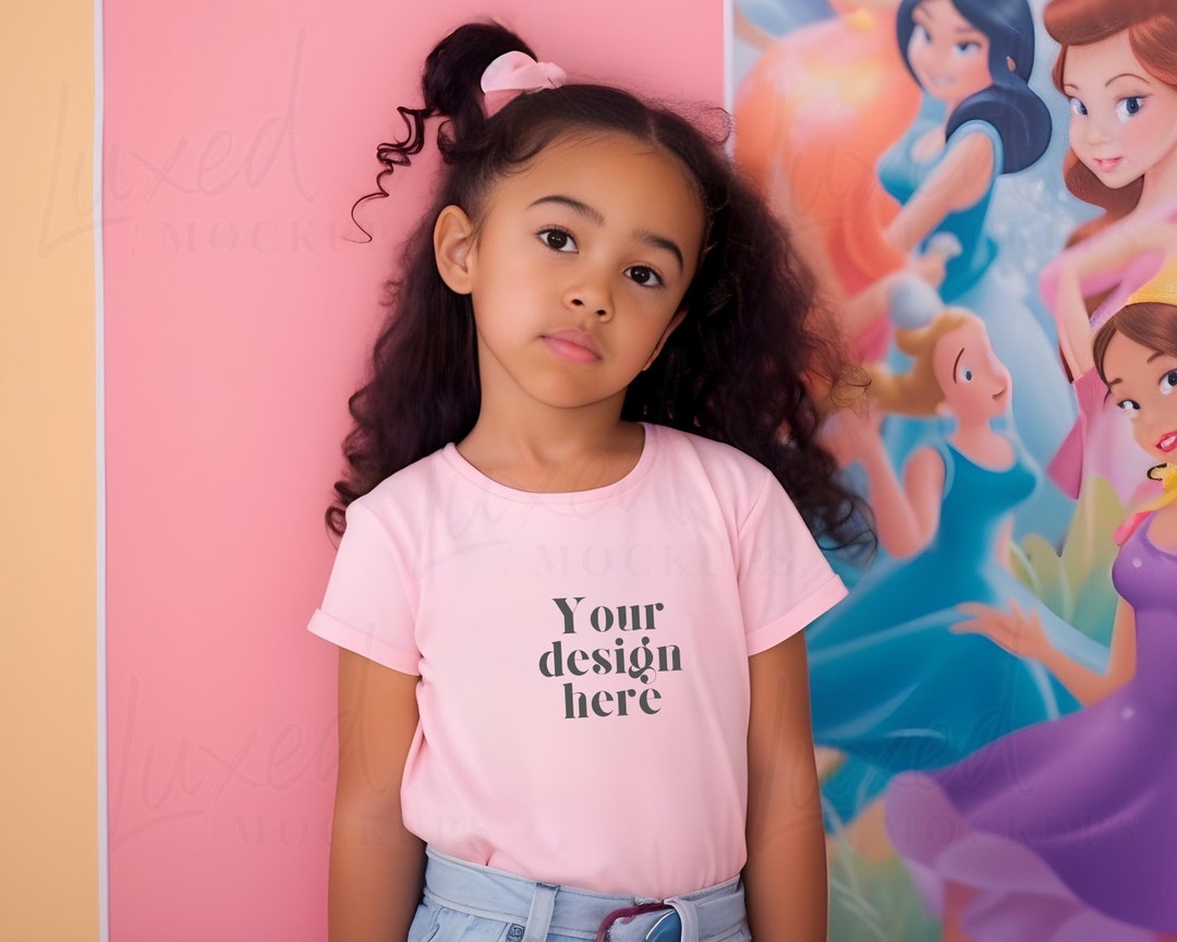 Mixed Race Girls Pink Tshirt Mockup Childs Shirt Toddler Etsy