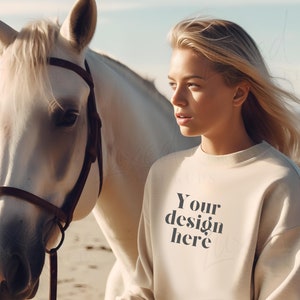 Gildan 18000 Mockup | Gildan Sand Sweatshirt Mockup | Sweatshirt Model Mockup | Gildan Sand | 18000 Sand | Simple Mockup | Oversized
