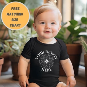Black Rabbit Skins 4424 Infant Fine Jersey Bodysuit Mockup, Black Baby Bodysuit Mockup, Baby Onesie, Baby Mockup, Baby One piece mockup