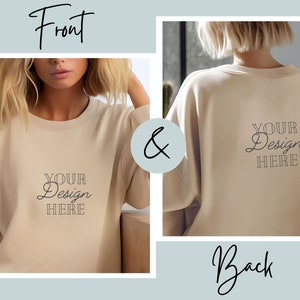 Gildan 18000 Mockup | Gildan Sand Sweatshirt Mockup | Sweatshirt Model Mockup | Gildan Sand | 18000 Sand | Front and Back Gildan Mockup