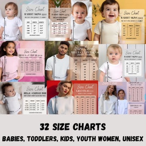 Size Chart Bundle, Bella Canvas 3001Y Size Chart, Youth Size Chart, Kids Size chart, T-Shirt Measurements, Bella Canvas 3001Y Size Guide