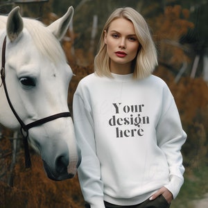 Gildan 18000 Mockup / Gildan White Sweatshirt Mockup / Horse Sweatshirt Mockup / Simple Mock up / White Gildan Crewneck Mockups / Oversize