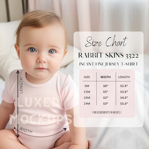 Rabbit Skins 3322 Size Chart | Rabbit Skins Infant Fine Jersey Tee Size Chart | Rabbit Skins 3322 Infant Size Chart | Rabbit Skins Mockup