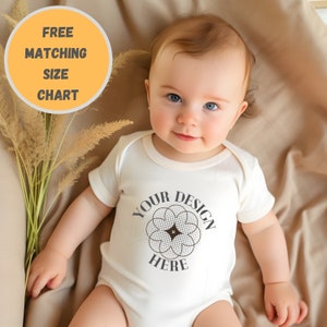 Natural Rabbit Skins 4424 Infant Fine Jersey Bodysuit Mockup, Natural Baby Bodysuit Mockup, Baby Onesie, Baby Mockup, Baby One piece mockup
