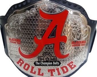 New Alabama Roll Tide Championship American Football Fan Replica Title Belt Adult Size 2mm,4mm,6mm - Alabama Champion Belt - WWE Belt - WWF