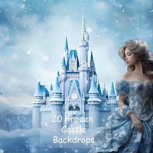 20 HD Frozen Castle Digital Backdrops Princess Fan Inspired Digital Backgrounds For Photography Girl Background Overlays Castle Backdrops