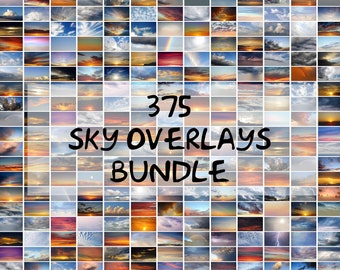 375 Sky Overlays; Sky Photoshop Overlays, Photo Edit, Lightning Sky Sunset Overlays, Beach Blue Sky Cloud Twilight Sunrise Background
