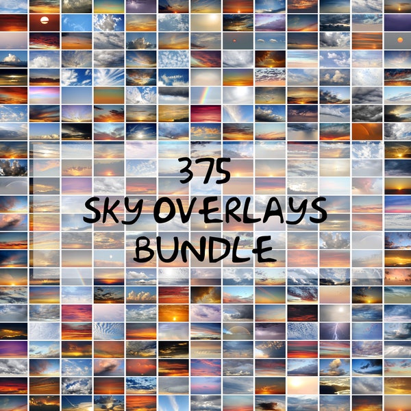 375 Sky Overlays; Sky Photoshop Overlays, Photo Edit, Lightning Sky Sunset Overlays, Beach Blue Sky Cloud Twilight Sunrise Background