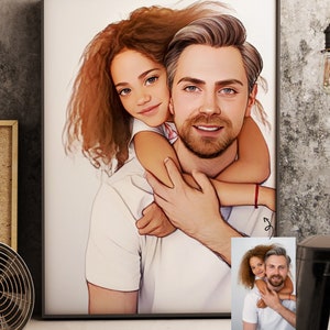 Custom Family Cartoon Drawing Wedding Pet Graduation Portrait from Photo Wall Art Print Gift Illustration Anime Picture Couple Painting