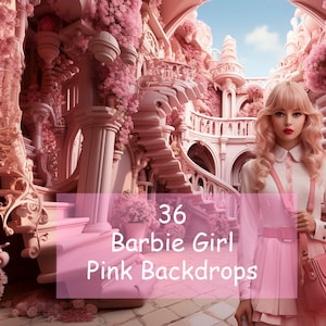 36 HD Barbie Digital Backdrops Pink Barbie Digital Backgrounds For Photography Girl Background Overlays Barbie Dollhouse Commercial Use