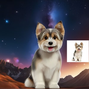 Portrait personnalisé de dessin animé d'animal de compagnie à partir de photo Pixar Style anime 3D personnalisé dessin numérique illustration cadeau pour mari femme famille papa maman