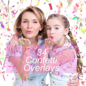 34 Confetti Photo Overlays for Photoshop, Confetti PNG, Falling Confetti, Birthday Wedding Overlays, Party Celebration Overlays, Magic PNG
