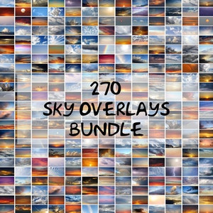 270 Sky Overlays; Sky Photoshop Overlays, Photo Edit, Lightning Sky Sunset Overlays, Beach Blue Sky Cloud Twilight Sunrise Background
