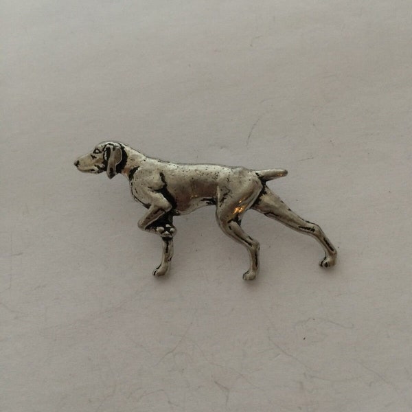 A30 Pointer dog Pin Badge argent ou or en étain anglais fin Fait à la main en Angleterre bijoux costume cadeau emballé revers