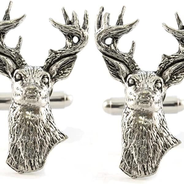 Stag Head a22 Cufflinks Handmade in England Made from fine English pewter jewellery suit boxed a22