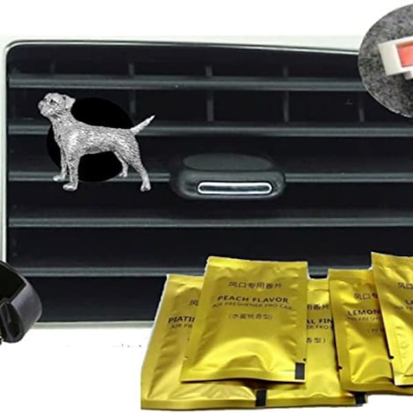 pp-d02 Border Terrier Dog véhicule désodorisant noir Vent Clip Kit s'adapte à la plupart des bouches d'aération parfait pour une voiture van camion Mini Bus camping-car