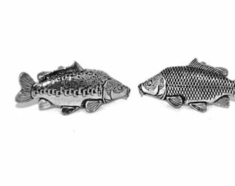 Common Carp & Mirror Carp Fish Pewter Emblem Cufflinks Jewellery Suit wedding ar