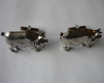 Pig codeppa12   Cufflinks Handmade in England Made from fine English pewter jewellery suit boxed