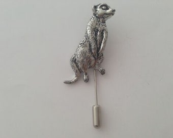 A61 Meercat  fine English pewter on a very strong tie stick pin perfect attach a hat scarf collar coat tie jacket etc